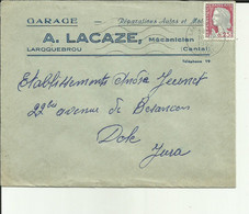 15 - Cantal - Laroquebrou  - Enveloppe Pub. - A.Lacaze  - Cycles - Motos - Réf .55. - 1900 – 1949