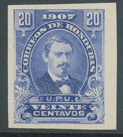 HONDURAS 1907 Präsident José Maria Medina 20C Ungebr. Ungezähnter PROBEDRUCK - Honduras