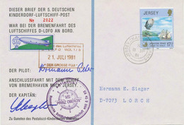 JERSEY 1981 Combined Balloon Post / Ship Post Cover For Pestalozzi Kinderdorf - Jersey