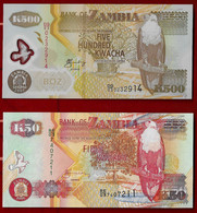 ZAMBIA BANKNOTE - 2 NOTES 50, 500 KWATCHA 2005-2006 P#37e-43e UNC (NT#02) - Zambie