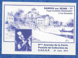 CPM Samois Sur Seine 77 Foyer Django Reinhardt 8ème Journée De La Carte Postale 2019 Illustrateur Géo Thiercy - Beursen Voor Verzamellars