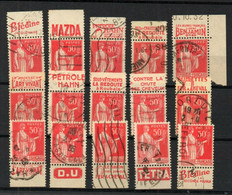 !!! 50C TYPE PAIX ROUGE : LOT DE 15 TIMBRES PUBS OBLITERES TOUS DIFFERENTS - Gebruikt