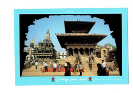 Cpm - Népal - PATAN - NAMASTE - The Krishna Temple And Shiva - Statue éléphant - Animation - Népal