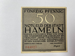 Allemagne Notgeld Hameln 50 Pfennig - Collections