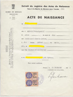 FISCAUX DE MONACO SERIE UNIFIEE  De 1960  N°31  0,50 NF Orange  2 Exemplaires  14 12 1962 - Fiscale Zegels