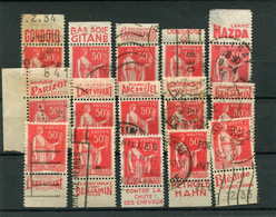 !!! 50C TYPE PAIX ROUGE : LOT DE 15 TIMBRES PUBS OBLITERES TOUS DIFFERENTS - Oblitérés