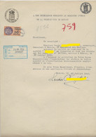 FISCAUX DE MONACO PAPIER TIMBRE à 3 Francs  "blason"  Sur Document De 1950 En Complément  Série Unifiée N°9  30F Orange - Fiscali