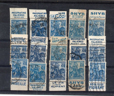 !!! 50 C JEANNE D'ARC : LOT DE 15 TIMBRES PUBLICITAIRES DIFFERENTS OBLITERES - Gebruikt