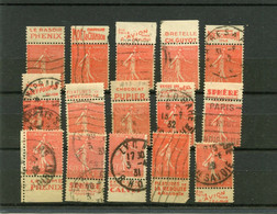 !!! 50 C SEMEUSE LIGNEE LOT DE 15 TIMBRES PUBLICITAIRES OBLITERES DIFFERENTS - Oblitérés