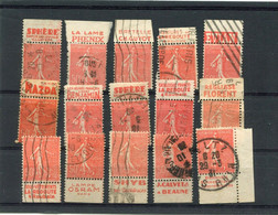 !!! 50 C SEMEUSE LIGNEE LOT DE 15 TIMBRES PUBLICITAIRES OBLITERES DIFFERENTS - Used Stamps