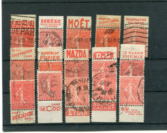 !!! 50 C SEMEUSE LIGNEE LOT DE 15 TIMBRES PUBLICITAIRES OBLITERES DIFFERENTS - Oblitérés