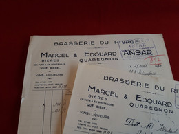Facture Brasserie Du Rivage Quaregnon - 1900 – 1949