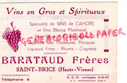 87- SAINT BRICE SUR VIENNE- ST BRICE - CARTE BARATAUD FRERES - MARCHANDS DE VINS -CAHORS-MONTRAVEL-1954 - Petits Métiers