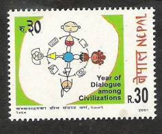 NEPAL 2001,   Year Of Dialog Among Civilisations, Civilisation, Yvert 708, 1 Stamp,complete , MNH(**) - Nepal