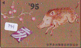 Télécarte Japon * YEAR Of The PIG (己亥) ZODIAC  (799) COCHON * PHONECARD JAPAN * TK * SCHWEIN * PORCO * VARKEN - Zodiac