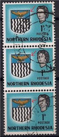 NORTHERN RHODESIA 1963 SG76 1d Strip Of 3 Colour Shift Flaw & 2 KITWE CANCELS. - Northern Rhodesia (...-1963)