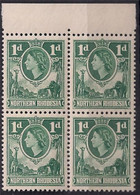 NORTHERN RHODESIA 1953 DEF QEII 1d MARGINAL  Block Of 4 MNH SG 62 - Rhodesië & Nyasaland (1954-1963)