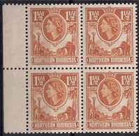 NORTHERN RHODESIA 1953 DEF QEII 1 1/2d MARGINAL  Block Of 4 MNH SG 63 - Rhodesia & Nyasaland (1954-1963)