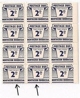 NORTHERN RHODESIA 1963 2d POSTAGE DUE SG D6 MNH BLOCK OF 12 WITH 3 VARIETY FLAWS - Rhodesia & Nyasaland (1954-1963)