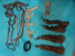 Lot Mercerie Ancienne Decor Ruban Avec Perle Epoque A Determiner +perles Bois Pour Restauration Abat Jour-passementerie - Dentelles Et Tissus