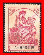 ESPAÑA  ( POLIZA FISCAL 7ª CLASE VALOR 3.00 PTAS. POLIZA Nº A5990415. SERIE AÑO 1932-1939 - CON EL ESCUDO CORONA MURAL C - Fiscales