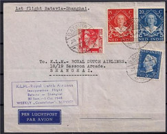 NETHERLANDS INDIES K.L.M  FIRST FLIGHT BATAVIA TO China SHANGHAI 1948 EXTREMELY RARE. - Sonstige & Ohne Zuordnung