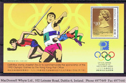 Hong Kong 1991 Olympic Games $10 Miniature Sheet Mint Unmounted Never Hinged - Blocchi & Foglietti