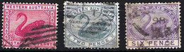 WESTERN AUSTRALIA 1885 3 Values, Wmk: Crown CA, Used - Used Stamps