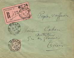 1904- Enveloppe  Affr. 15 C  RECC. étiquette Rose De BEJA / REGENCE DE TUNIS - Brieven En Documenten