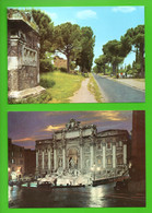 ITALIE . ROMA . " FONTANA DI TREVI . NOTTURNO " & " VIA APPIA ANTICA " . 2 CPM - Réf. N°29276 - - Collections & Lots