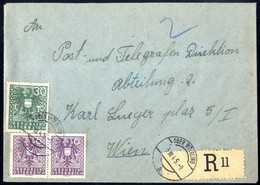 Cover "OBER WÖLBLING / 3. XII. / 45. / - 9", Brückenstempel Auf Wappen Paar 6 Gr. + 30 Gr. Auf Rekobrief Nach Wien, Prov - Machines à Affranchir (EMA)