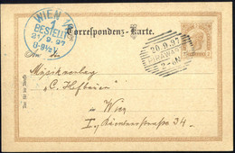 Cover "PIRAWARTH / 20. 9. 97 / 2 - 6 N.", Schraffenstempel Auf KK 2 Kr. 1890 Nach Wien, Kabinett, Im Klein Nicht Geliste - Machines à Affranchir (EMA)