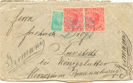 VICTORIA 1905 1/2 D + 1 D (2x) Cover To SUNSTEDT Near KÖNIGSLUTTER CENSORSHIP - Storia Postale