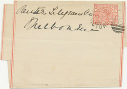 VICTORIA "26 - CHILTERN / VICTORIA" Rare Duplex Postmark VF QV 1/2 D Wrapper - Cartas & Documentos