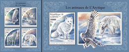 Guinea 2018, Animals, Artic Animals, Owls, 4val In BF +BF - Arctische Fauna