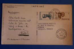 M17 MADAGASCAR BELLE CARTE 1955 TANANARIVE POUR BOHAIN FRANCE+ AFFRANCHISSEMENT PLAISANT - Brieven En Documenten