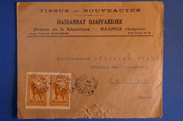 M17 MADAGASCAR BELLE LETTRE PRIVEE 1940 PETIT BUREAU MAJUNGA POUR TROYES+ PAIRE DE T.P+ AFFRANCHISSEMENT INTERESSANT - Lettres & Documents