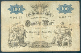 Deutschland, Germany, Die Badische Bank - 100 Mark,  ( Ro.: BAD 5a ) 1907 ! - 100 Mark