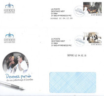 Lourdes Pseudo Entiers Privés Décembre 2009 Et Février 2010 Enveloppe à Fenêtre Format 228 X162 - Enteros Privados
