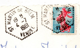 SAINT MARTIN DE BREM--1961--Multivues ..beau Cachet Hexagonal Recette Rurale St Martin De Brem- 85.............à  Saisir - Manual Postmarks