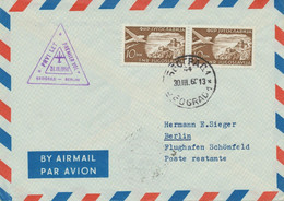 JUGOSLAWIEN 1960 Flugpostmarken 10 Din (Paar) Selt. JAT Erstflug BELGRAD-BERLIN - Posta Aerea