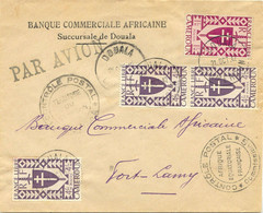 KAMERUN "DOUALA 21 OCT.42 CAMEROUN" K1 A. Kab.-Lupo-Brief N. FORT-LAMY,  Tschad - Aéreo