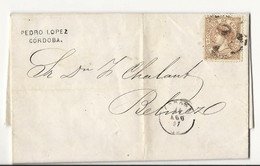 Lettre De Cordoba Pour Belmez (Argentine) - 1869 - Briefe U. Dokumente