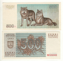 LITHUANIA   500 Talonas   1993   P46  ( Wolves On Back)   UNC - Lithuania