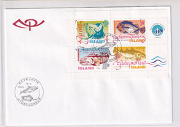 Island - Block 21 - Nutzfische - Seehase, Kabeljau, Glattrochen, Seewolf - Storia Postale