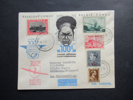 Kolonie Belgie Congo / Belgisch Kongo 1938 Luftpost Via Sabena 100e Liaison Aerienne Luchtverbinding Via Coquilhatville - Cartas & Documentos