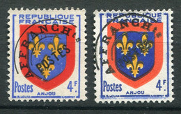 21148 FRANCE Préo. N°105a/5 ° 4F Armoirie De L'Anjou : Surcharge Fine + Normal (grasse) Décalé  1949  TB - 1953-1960