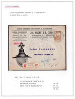 DDY 835 -- Courrier RECOMMANDE - Enveloppe TP 113  ANVERS 6 En Ville 1914 - Entete Illustrée LAMPE , Moors Et Coppens - 1912 Pellens