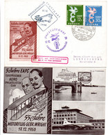 Merzig 1958 Stuttgart - Aero-Philatelischen-Club - Saar Sarre - Vignette Biplan Wright - Scan Recto-verso - Cartas & Documentos