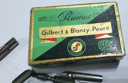 BOITE PLUMES « GILBERT & BLANZY-POURE » + 20 Plumes Diverses - Piume